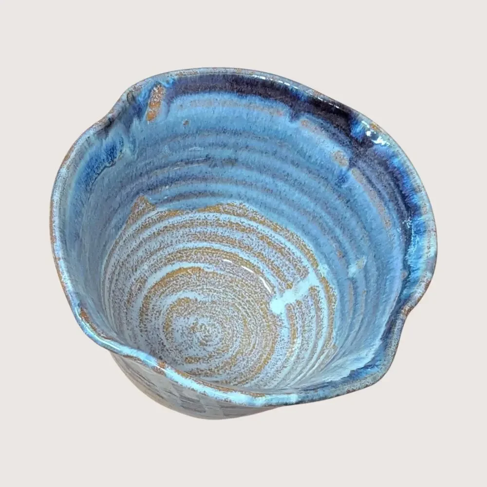 Vintage Blue Handcrafted Studio Pottery Bowl